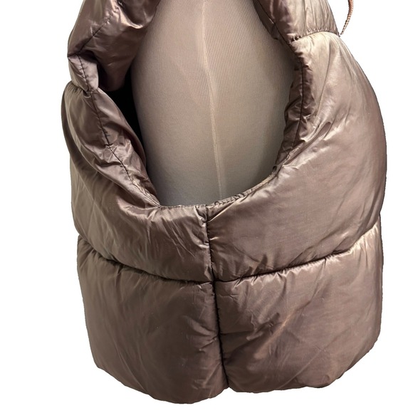 Brown Quilted Puffer Vest M Cocoa Neutral Quiet Luxury Minimalist Capsule - Picture 13 of 14